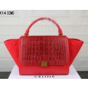 Celine Trapeze Bag Croco Suede Leather C3342 Red VS09012