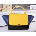 Celine Trapeze Bag Ferrari Leather CL6608 Black&Yellow&Blue VS00752