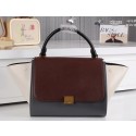 Celine Trapeze Bag Ferrari Leather CL6608 Grey&Burgundy&OffWhite VS03898