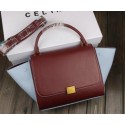 Celine Trapeze Bag Original Leather CT3342 Burgundy&SkyBlue VS02325