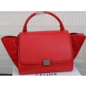Celine Trapeze Bag Original Litchi Leather CT3342 Red VS00452