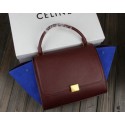 Celine Trapeze Bag Suede Leather C3342 Burgundy&Royal VS01519