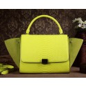 Celine Trapeze Top Handle Bag Snake Leather 3342 Lemon VS09257