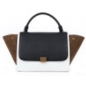 Celine Trapeze tote Bag 3042 in Black with White Original Leather with Coffee Suede Fug VS00068