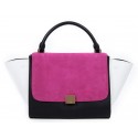 Celine Trapeze tote Bag 3042 in Black with White Original Leather with Peach Suede Fug VS03892