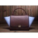 Celine Trapeze tote Bag 3342 in Wine Red with Lavende Purple Original Leather VS03342