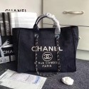 Chanel Black Canvas Large Deauville Shopping Bag A68046 VS01592