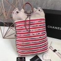 Chanel Canvas Sequins Backpack Beige and Red A93671 VS08281