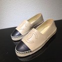 Chanel CC Lambskin Espadrille Flat Beige CH0731 VS01145