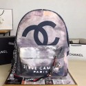Chanel Graffiti Printed Canvas Backpack Grey A56060 VS06806