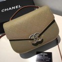 Chanel Grained Calfskin CC Flap Bag with Top Handle Green A93633 VS09198