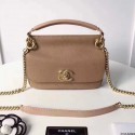 Chanel Grained Calfskin Flap Bag with Top Handle Beige A93756 VS06010