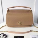 Chanel Grained Calfskin Flap Bag with Top Handle Beige A93757 VS03950