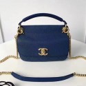 Chanel Grained Calfskin Flap Bag with Top Handle Blue A93756 VS00398