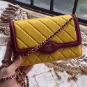 Chanel Lambskin Mini Chain Purse Yellow A81024 VS00762