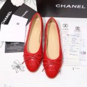 Chanel Red Lambskin Ballet Flats Cap Toe CH1640 VS09209