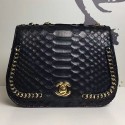Chanel Snake Leather Flap Shoulder Bag Black A98774 VS02501
