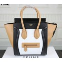 Cheap Celine Luggage Micro Tote Bag Original Leather C3308M White&Black&Apricot VS01131