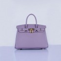 Cheap Fake Hermes Birkin 30CM Tote Bags Light Lavender Grainy Leather Gold VS08389