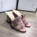 Cheap Gucci Suede Mid-heel Slide Pink 453495 VS08551