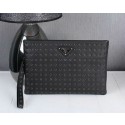 Cheap PRADA Calfskin Leather Clutch P1008 Black VS09862