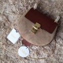 Chloe Drew Calf and Suede Shoulder Bag Burgundy 151060 VS04346