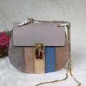 Chloe Drew Calf and Suede Shoulder Bag Grey 151010 VS01202