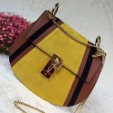 Chloe Drew Calf and Suede Shoulder Bag Yellow 151030 VS01580