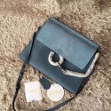 Chloe Faye Calf and Suede Shoulder Bag Blue 161010 VS02019
