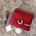 Chloe Faye Calf and Suede Shoulder Bag Red 161010 VS02551
