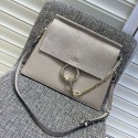 Chloe Faye Calfskin and Suede Shoulder Bag Grey 181020 VS08601