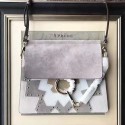 Chloe Faye Smooth & Suede Calfskin Shoulder Bag Grey C301210 VS06332
