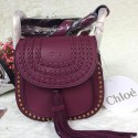 Chloe Hudson Calfskin Shoulder Bag Burgundy 151070 VS06598