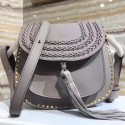 Chloe Hudson Calfskin Shoulder Bag Grey 210710 VS09374
