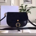 Chloe Kurtis Medium Leather and Suede Crossbody Bag Black 300920 VS02831