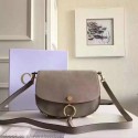 Chloe Kurtis Medium Leather and Suede Crossbody Bag Grey 300920 VS07422