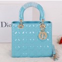 Christian Dior CD9601 Light Blue Patent Mini Lady Dior Bag Gold VS06993