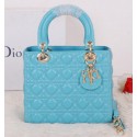 Christian Dior CD9601 Light Blue Sheepskin Mini Lady Dior Bag Gold VS08133