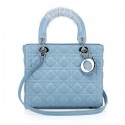 Christian Dior SkyBlue Sheepskin Leather Mini Lady Dior Bag Silver VS00670