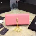 Classic Kate Monogram Saint Laurent Tassel Clutch in Pink Grained Leather 326080 VS06116