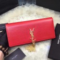Classic Kate Monogram Saint Laurent Tassel Clutch in Red Grained Leather 326080 VS02855