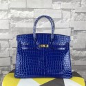 Copy Best Hermes Birkin 35CM Tote Bag Blue Crocodile Leather B06222 VS04406