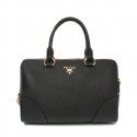 Copy Best Prada Import Original Calfskin Leather Two Handle Bag BN0822 in Black XZ VS08043