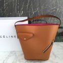Copy Celine Bucket Biker Shoulder Bag in Natural Calfskin Tan 177953 VS01168