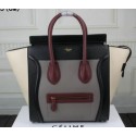 Copy Celine Luggage Mini Tote Bag Original Leather Ci3308 Grey&Burgundy&Black&Grey VS04051