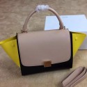 Copy Celine mini Trapeze Bag Original Leather CTA3345 Apricot&Black&Yellow VS06768