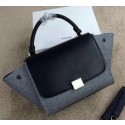 Copy Celine mini Trapeze Bag Suede Leather CL005 Grey&Black VS06814