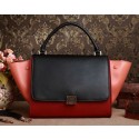 Copy Celine mini Trapeze Top Handle Bag Original Leather 3342S Black&Wine&Brown VS04769