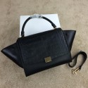 Copy Celine Trapeze Bag Croco Leather CL008 Black VS07688
