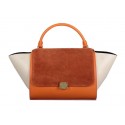 Copy Celine Trapeze Bag Suede Leather C3342 Wheat&Orange&OffWhite VS09899
